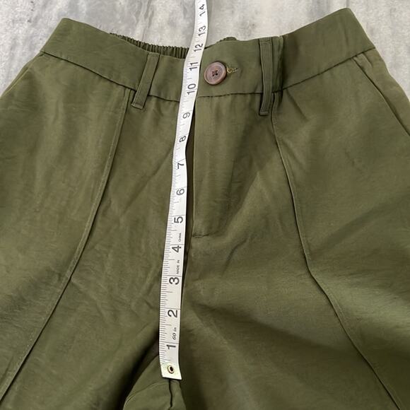 A New Day Ankle Pants Olive Army Green Rolled Cuffs Center Seam High Rise - Picture 9 of 11